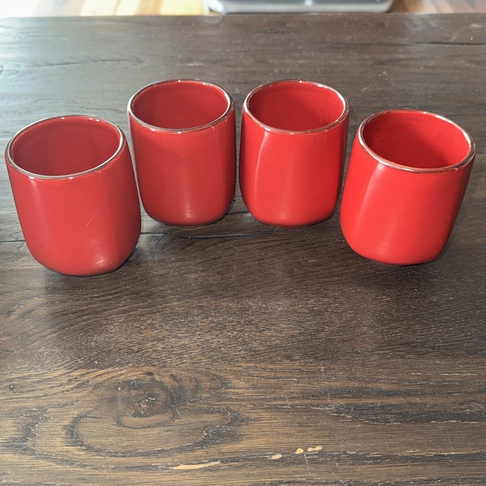 SLAH Cinnabar Ceramic Teacups - 4 pcs